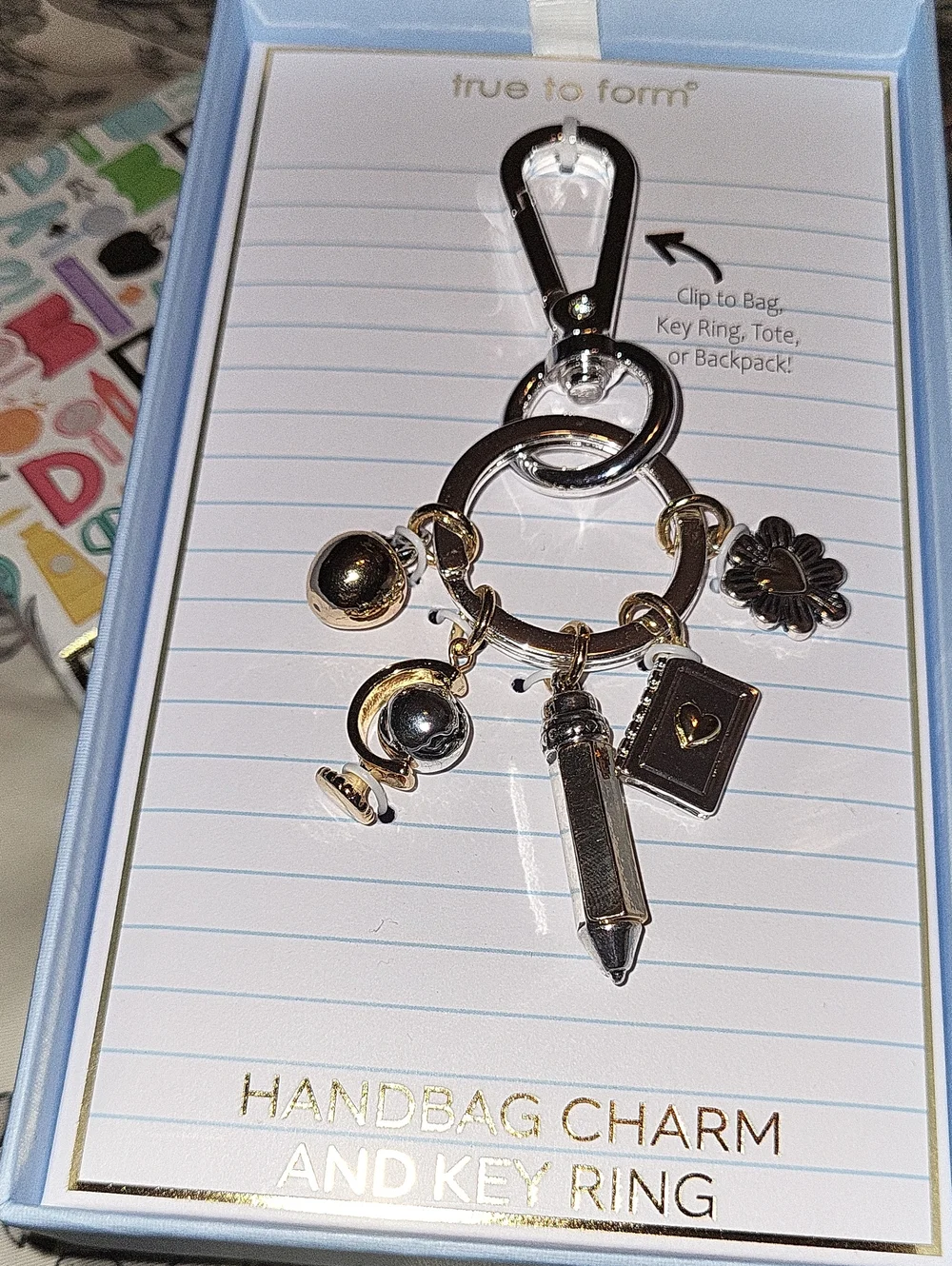 True to Form Teacher Handbag Charm Key Ring Ti M